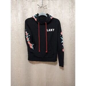 LANY Malibu Nights Tour Hoodie Womens M Black Floral Sleeve Pullover